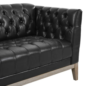 English Elm U-Style Chesterfield Sofa Button Tufted PU Leather Pine Frame Mid-Century 3 Seat Black N711P520275B