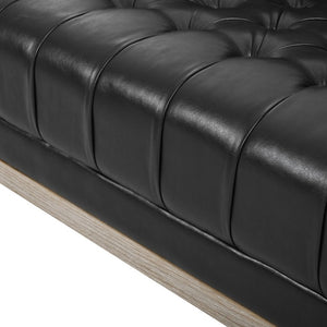 English Elm U-Style Chesterfield Sofa Button Tufted PU Leather Pine Frame Mid-Century 3 Seat Black N711P520275B