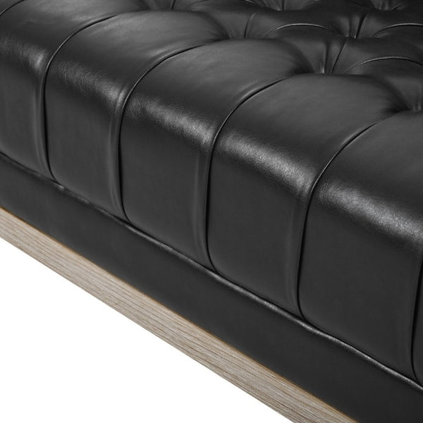 English Elm U-Style Chesterfield Sofa Button Tufted PU Leather Pine Frame Mid-Century 3 Seat Black N711P520275B