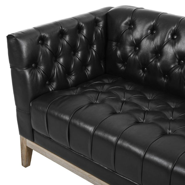English Elm U-Style Chesterfield Sofa Button Tufted PU Leather Pine Frame Mid-Century 3 Seat Black N711P520275B