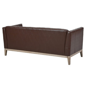 English Elm U-Style Chesterfield Sofa Button Tufted PU Leather Pine Frame Mid-Century 3 Seat Brown N711P520275D