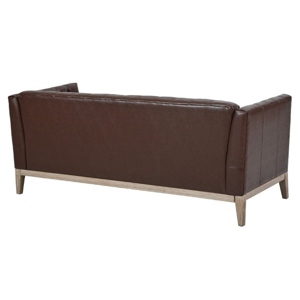 English Elm U-Style Chesterfield Sofa Button Tufted PU Leather Pine Frame Mid-Century 3 Seat Brown N711P520275D