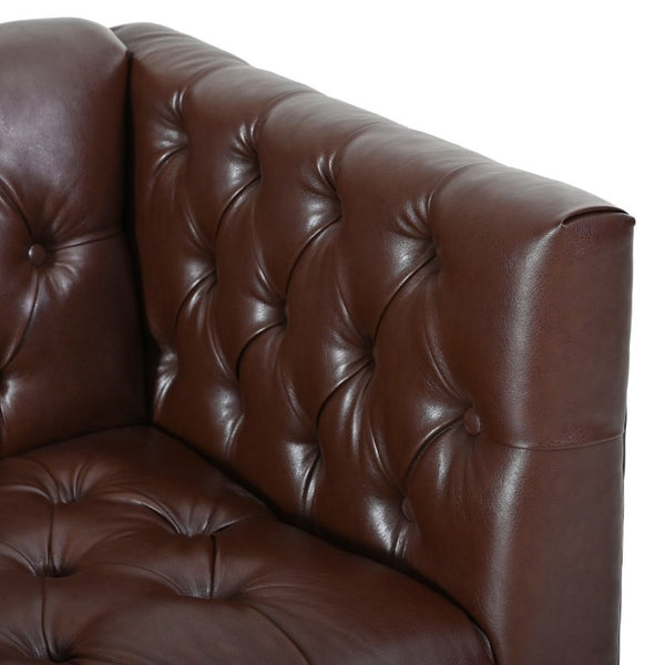 English Elm U-Style Chesterfield Sofa Button Tufted PU Leather Pine Frame Mid-Century 3 Seat Brown N711P520275D