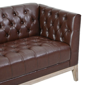 English Elm U-Style Chesterfield Sofa Button Tufted PU Leather Pine Frame Mid-Century 3 Seat Brown N711P520275D