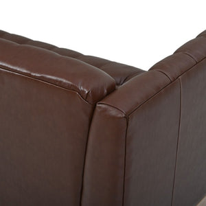 English Elm U-Style Chesterfield Sofa Button Tufted PU Leather Pine Frame Mid-Century 3 Seat Brown N711P520275D