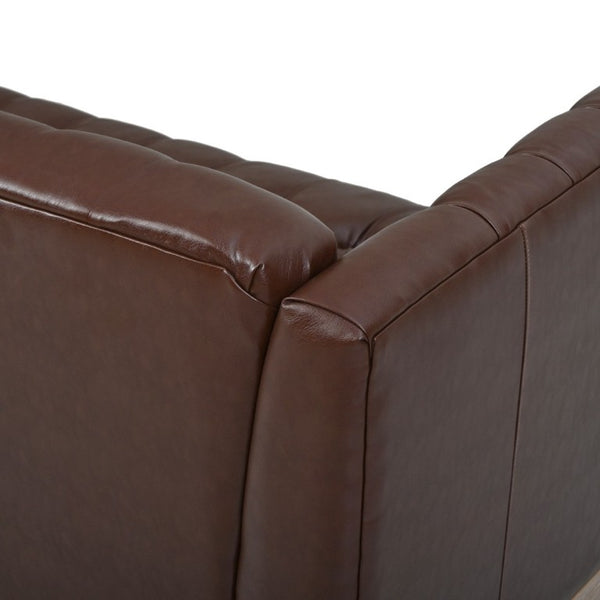 English Elm U-Style Chesterfield Sofa Button Tufted PU Leather Pine Frame Mid-Century 3 Seat Brown N711P520275D