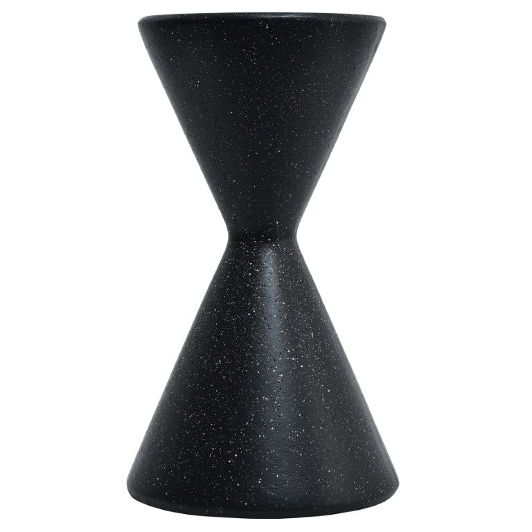 English Elm U_style Outdoor Hourglass MGO Accent Table Sculptural Patio Side Stand for Garden Black N711P541898B