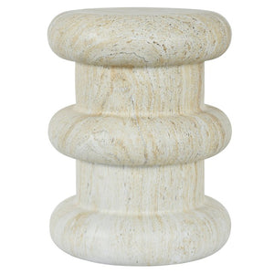 English Elm U_style Sculptural Stone Look MGO Accent Table Organic Tiered Patio and Living Room Decor Light Brown N711P541900A