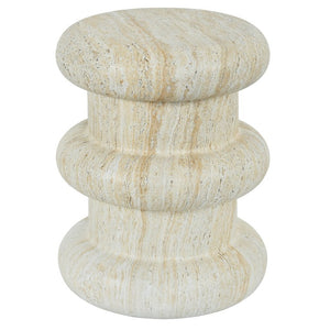 English Elm U_style Sculptural Stone Look MGO Accent Table Organic Tiered Patio and Living Room Decor Light Brown N711P541900A