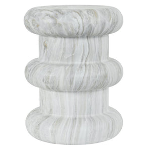 English Elm U_style Sculptural Stone Look MGO Accent Table Organic Tiered Patio and Living Room Decor Gray Marble N711P541900E