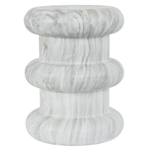 English Elm U_style Sculptural Stone Look MGO Accent Table Organic Tiered Patio and Living Room Decor Gray Marble N711P541900E