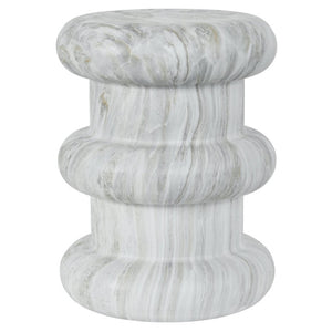 English Elm U_style Sculptural Stone Look MGO Accent Table Organic Tiered Patio and Living Room Decor Gray Marble N711P541900E