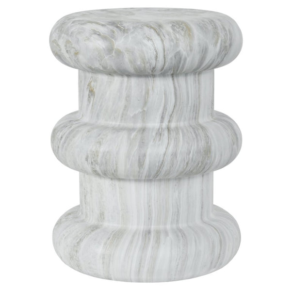 English Elm U_style Sculptural Stone Look MGO Accent Table Organic Tiered Patio and Living Room Decor Gray Marble N711P541900E