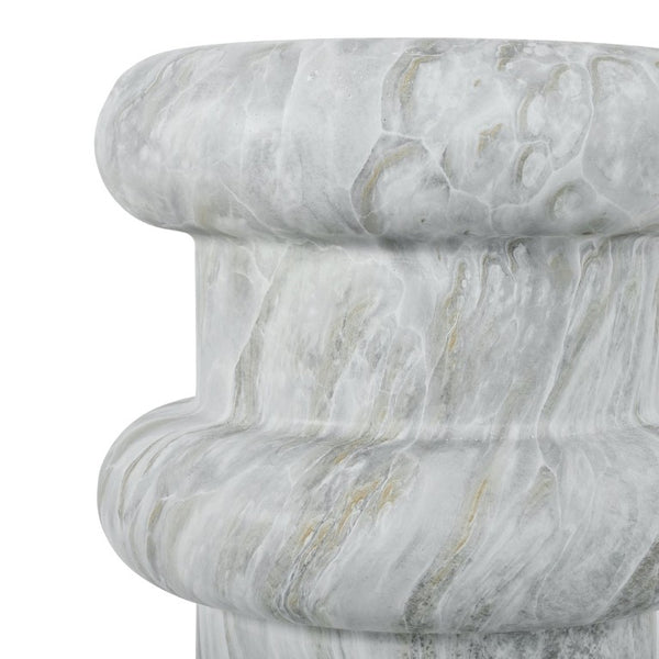 English Elm U_style Sculptural Stone Look MGO Accent Table Organic Tiered Patio and Living Room Decor Gray Marble N711P541900E