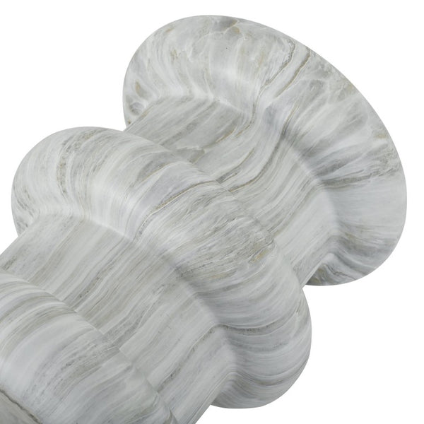 English Elm U_style Sculptural Stone Look MGO Accent Table Organic Tiered Patio and Living Room Decor Gray Marble N711P541900E
