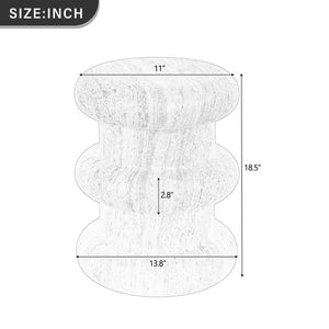 English Elm U_style Sculptural Stone Look MGO Accent Table Organic Tiered Patio and Living Room Decor Gray Marble N711P541900E
