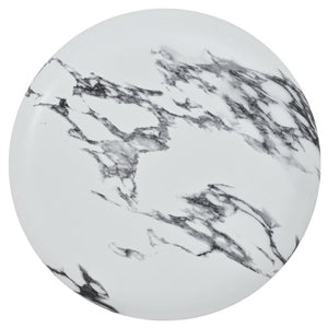 English Elm U_style Sculptural Stone Look MGO Accent Table Organic Tiered Patio and Living Room Decor Black and White Marble N711P541900K
