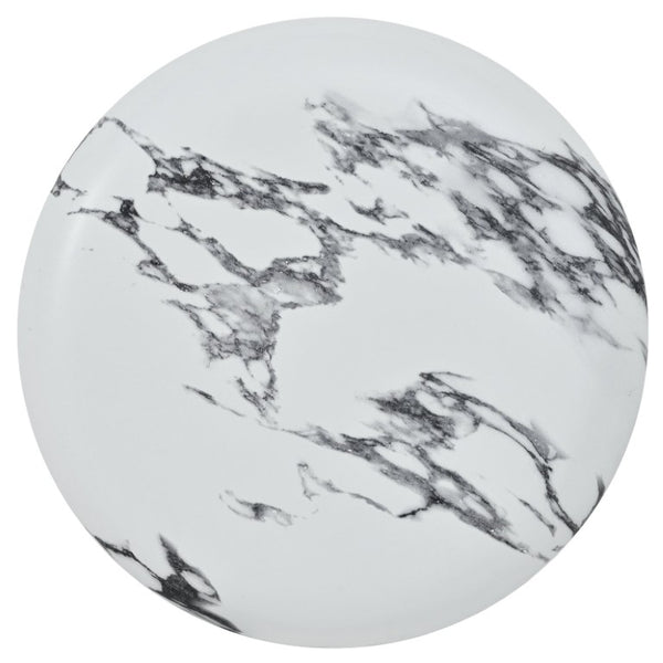 English Elm U_style Sculptural Stone Look MGO Accent Table Organic Tiered Patio and Living Room Decor Black and White Marble N711P541900K