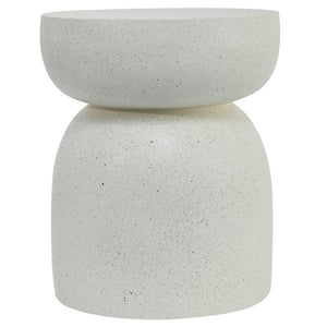 English Elm U_style Hourglass Faux Terrazzo Round Accent Table Sculptural Outdoor Patio Side Stand Beige N711P541905A