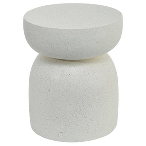 English Elm U_style Hourglass Faux Terrazzo Round Accent Table Sculptural Outdoor Patio Side Stand Beige N711P541905A