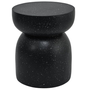 English Elm U_style Hourglass Faux Terrazzo Round Accent Table Sculptural Outdoor Patio Side Stand Black N711P541905B