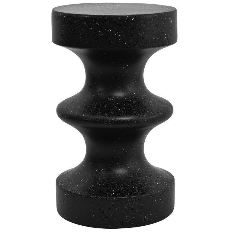 English Elm U_style Sculptural MGO Concrete Look Outdoor Side Table Lightweight Patio Accent Black N711P541915B