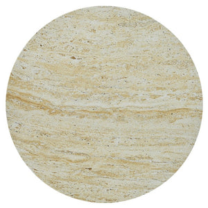 English Elm U_style Hourglass Outdoor Stool Faux Marble Ribbed MgO Patio Garden Accent Table Beige Brown N711P541930A