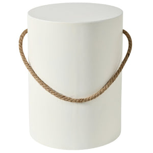 English Elm U_style Concrete Round Outdoor Side Table with Jute Rope Base for Patio or Bedroom Beige Brown N711P541934A