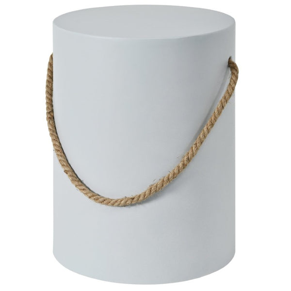 English Elm U_style Concrete Round Outdoor Side Table with Jute Rope Base for Patio or Bedroom Grey N711P541934E