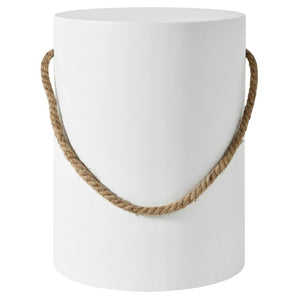 English Elm U_style Concrete Round Outdoor Side Table with Jute Rope Base for Patio or Bedroom Off White N711P541934K