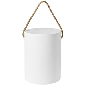 English Elm U_style Concrete Round Outdoor Side Table with Jute Rope Base for Patio or Bedroom Off White N711P541934K
