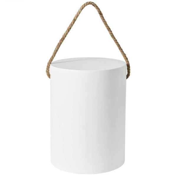 English Elm U_style Concrete Round Outdoor Side Table with Jute Rope Base for Patio or Bedroom Off White N711P541934K