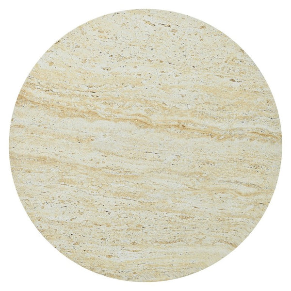 English Elm U_style Round Magnesium Oxide Accent Table Stone Textured Finish for Patio or Living Room Reddish-Brown N711P541951A