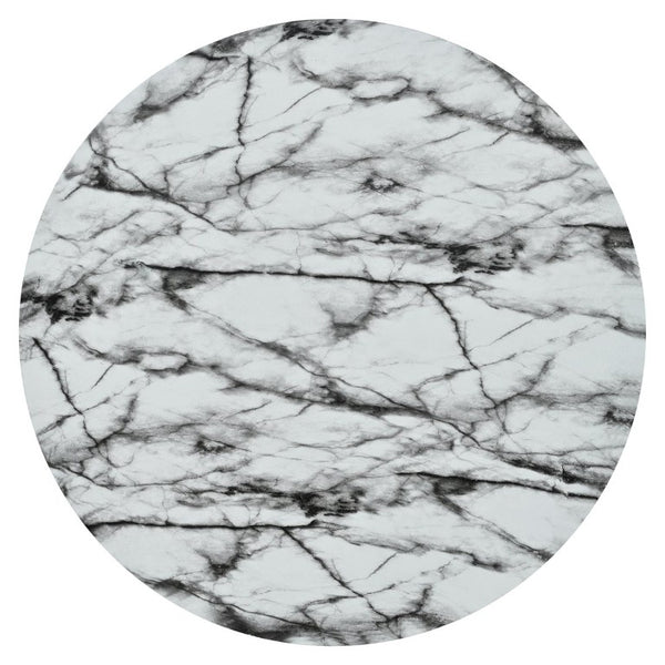 English Elm U_style Round Magnesium Oxide Accent Table Stone Textured Finish for Patio or Living Room White Marble N711P541951D