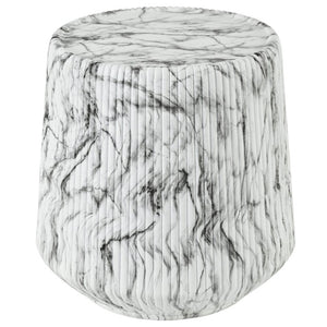 English Elm U_style Fluted Cylindrical MGO Side Table with Stone Veining for Living Room or Bedroom Black, Marble, White N711P541954K