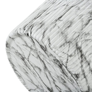 English Elm U_style Fluted Cylindrical MGO Side Table with Stone Veining for Living Room or Bedroom Black, Marble, White N711P541954K