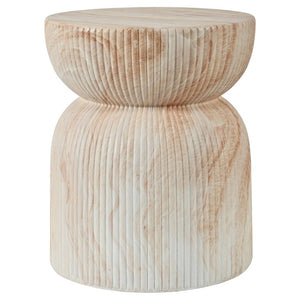 English Elm U_style MGO Sculptural Hourglass Side Table Faux Marble Finish Indoor Outdoor Accent Beige Brown N711P541958A