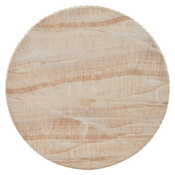 English Elm U_style MGO Sculptural Hourglass Side Table Faux Marble Finish Indoor Outdoor Accent Beige Brown N711P541958A