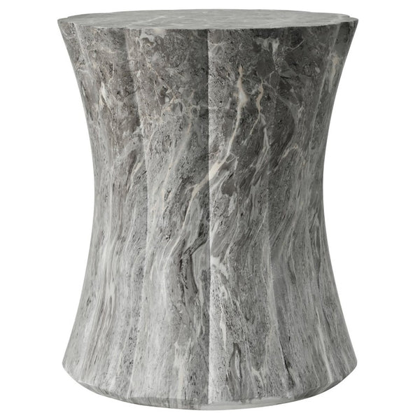 English Elm U_style MGO Sculptural Hourglass Side Table Faux Marble Finish Indoor Outdoor Accent Grey Brown Marble N711P541960E