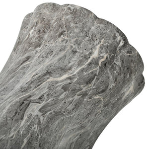 English Elm U_style MGO Sculptural Hourglass Side Table Faux Marble Finish Indoor Outdoor Accent Grey Brown Marble N711P541960E