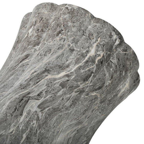 English Elm U_style MGO Sculptural Hourglass Side Table Faux Marble Finish Indoor Outdoor Accent Grey Brown Marble N711P541960E