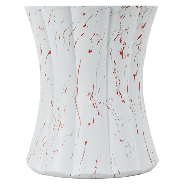 English Elm U_style MGO Sculptural Hourglass Side Table Faux Marble Finish Indoor Outdoor Accent White and Red Marble N711P541960K