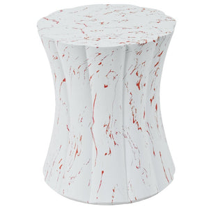 English Elm U_style MGO Sculptural Hourglass Side Table Faux Marble Finish Indoor Outdoor Accent White and Red Marble N711P541960K