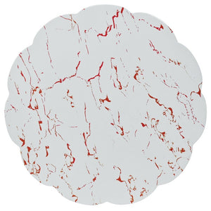 English Elm U_style MGO Sculptural Hourglass Side Table Faux Marble Finish Indoor Outdoor Accent White and Red Marble N711P541960K