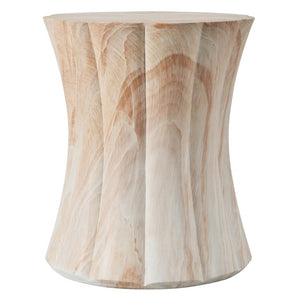 English Elm U_style MGO Sculptural Hourglass Side Table Faux Marble Finish Indoor Outdoor Accent Beige Marble N711P541960Y