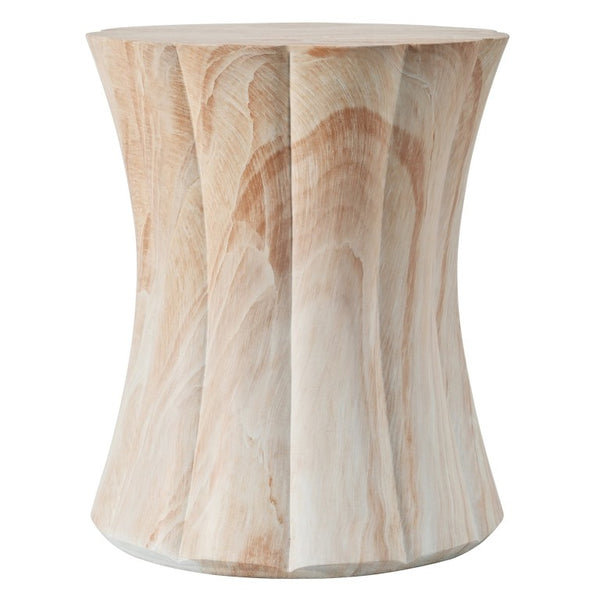 English Elm U_style MGO Sculptural Hourglass Side Table Faux Marble Finish Indoor Outdoor Accent Beige Marble N711P541960Y
