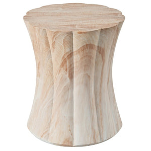 English Elm U_style MGO Sculptural Hourglass Side Table Faux Marble Finish Indoor Outdoor Accent Beige Marble N711P541960Y