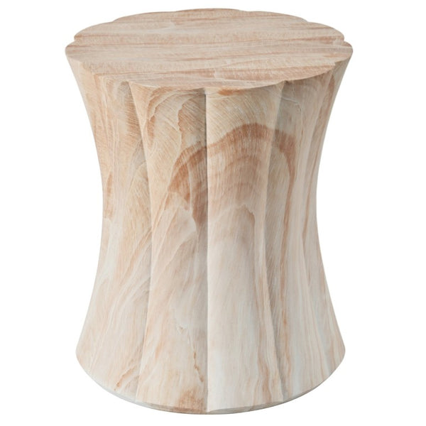 English Elm U_style MGO Sculptural Hourglass Side Table Faux Marble Finish Indoor Outdoor Accent Beige Marble N711P541960Y