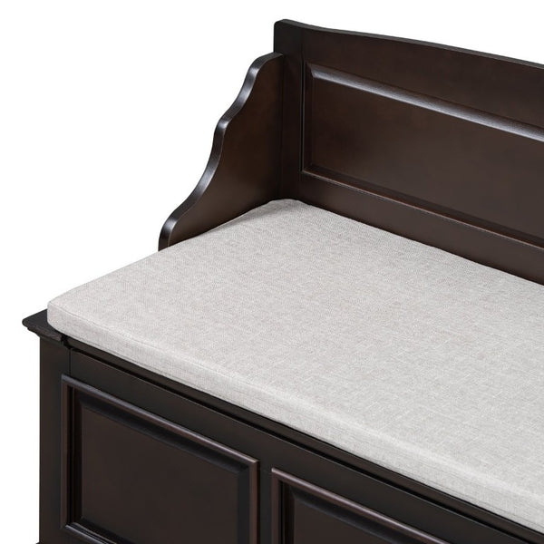 English Elm Trexm Retro Entryway Storage Bench with Linen Cushion Lift Top MDF Espresso Finish N715P198568L