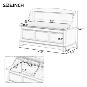English Elm Trexm Retro Entryway Storage Bench with Linen Cushion Lift Top MDF Espresso Finish N715P198568L